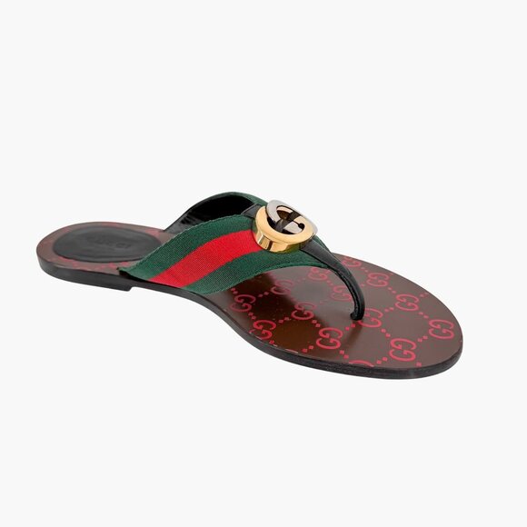 Gucci Kika Red Interlocking GG Thong Flip Flop Sandals Flat Size 39 US 9 Women's - Picture 11 of 14